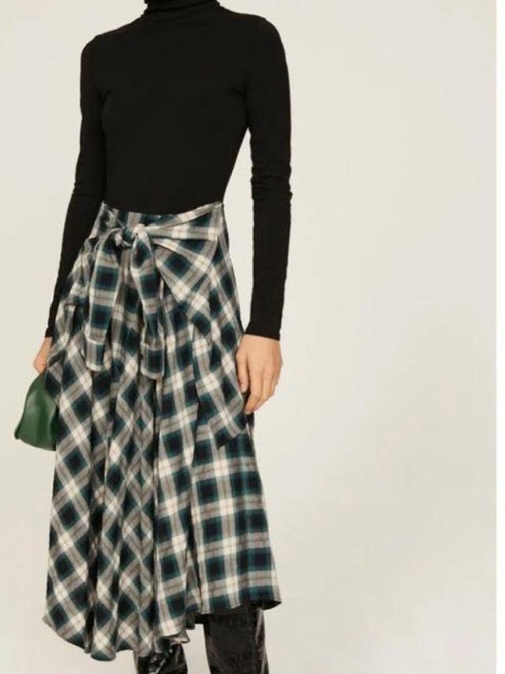 Maje Green Plaid Two in One Raprisera Dress L EUC